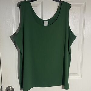 Chicos Size 4 XXL Green Sleeveless Blouse Womens Flowy Tank Top